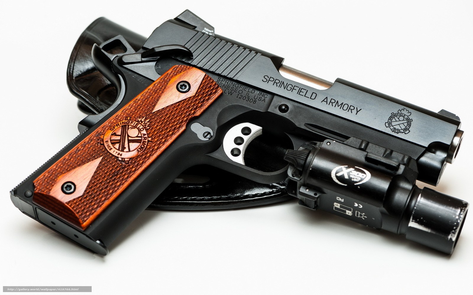 Springfield Armory pistol with flashlight