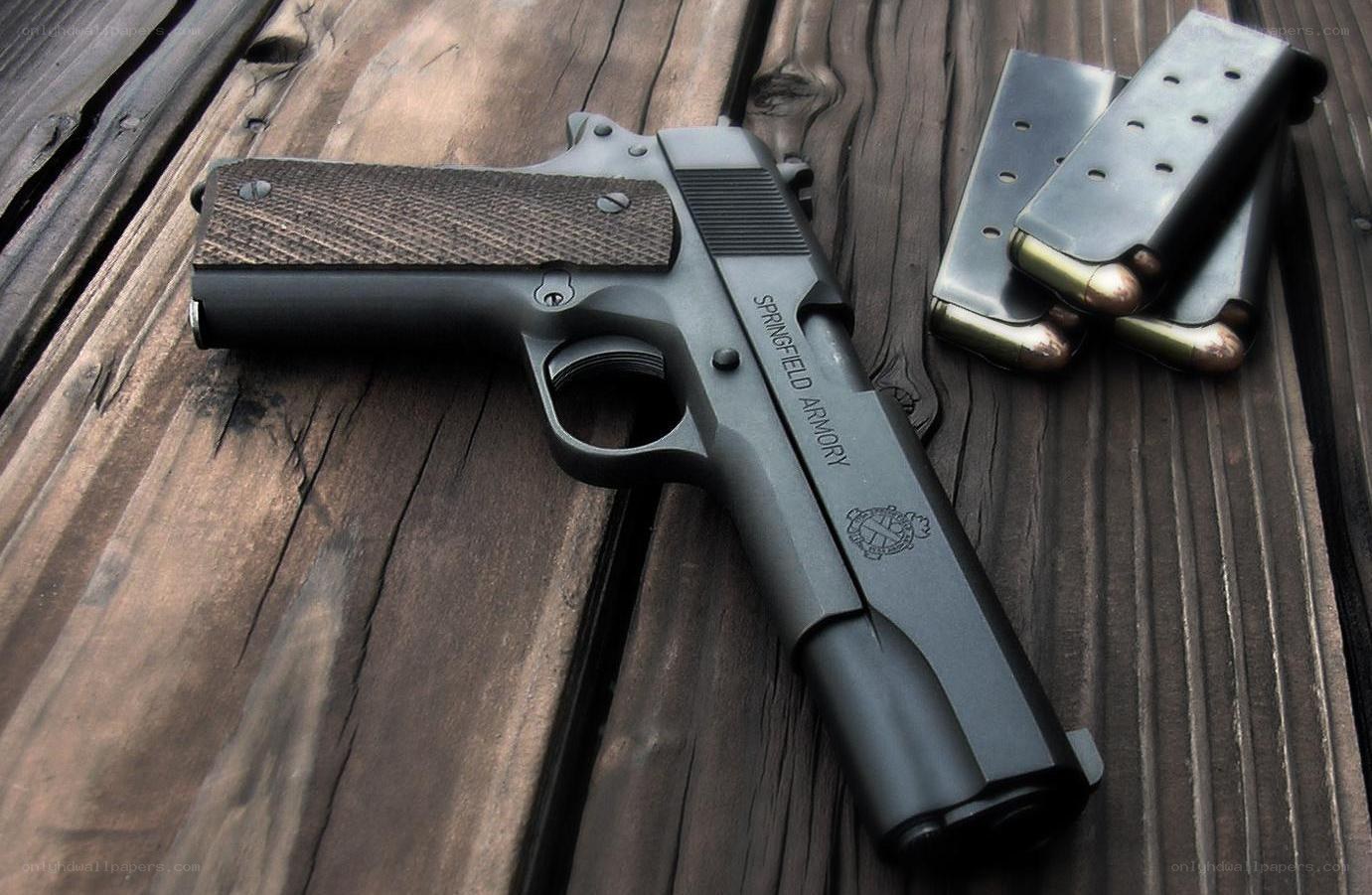 Springfield pistol with magazines