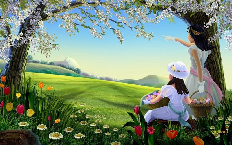 Springtime Easter scene