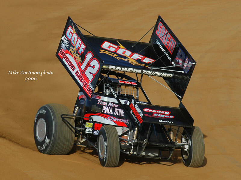 Sprint car racing on dirt