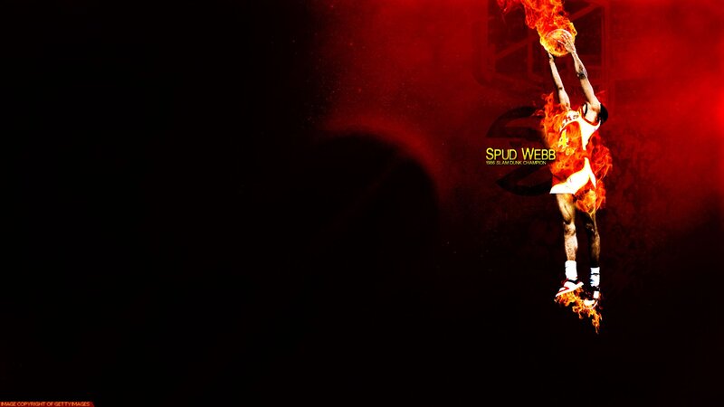 Spud Webb dunking with fire