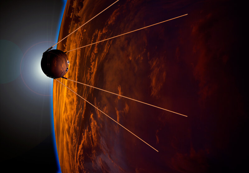 Sputnik satellite orbiting Earth
