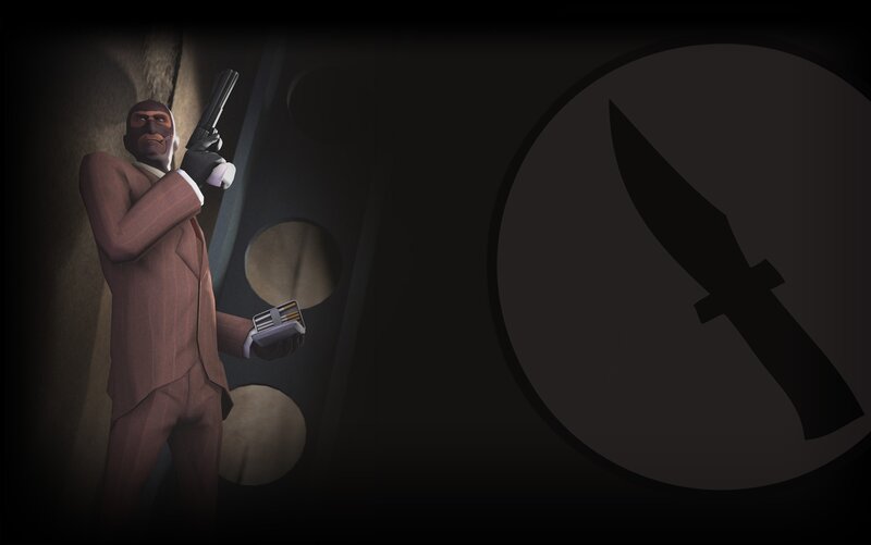 Spy character with gun and knife