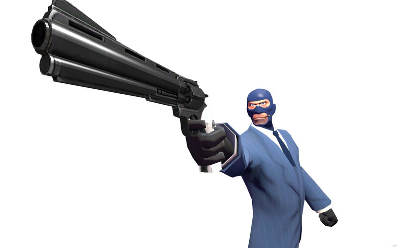 spy character with large gun