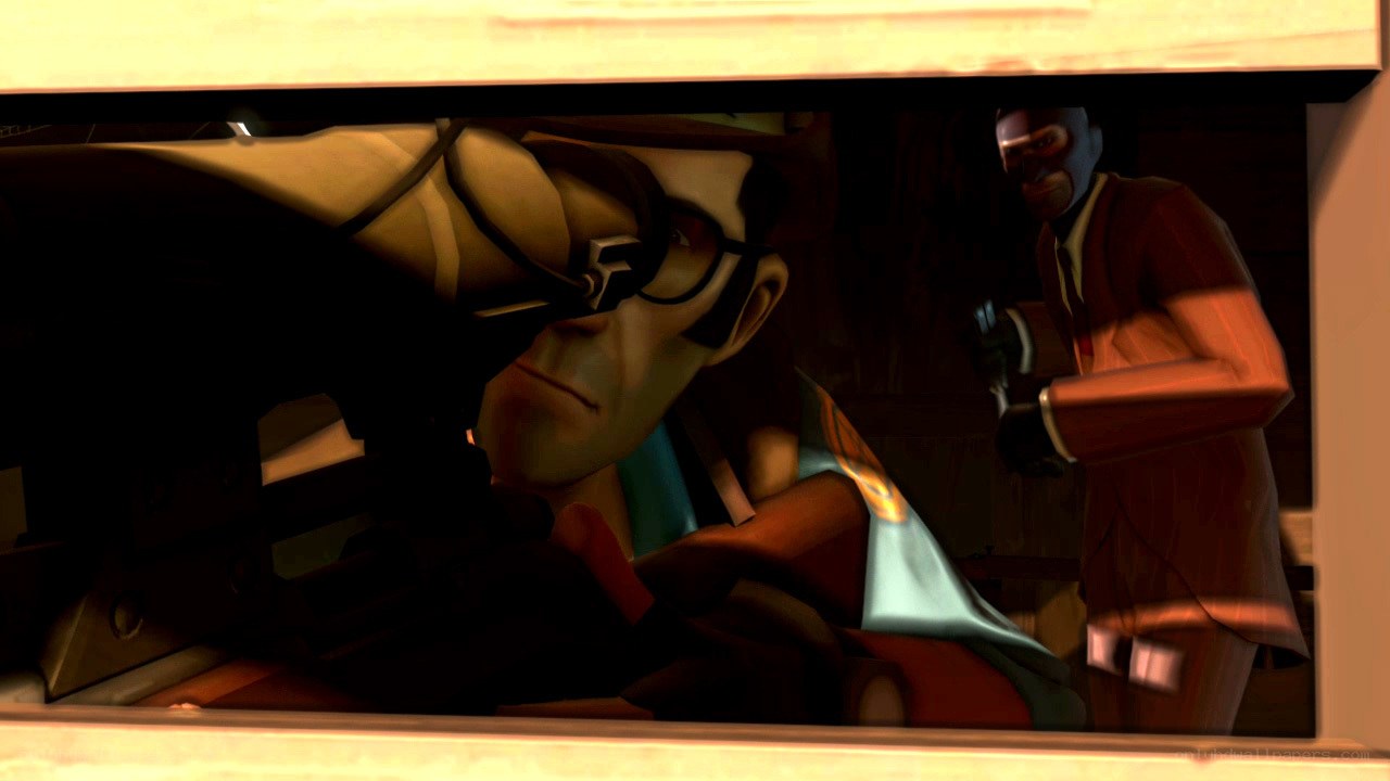 Spy confronts Sniper in a trap