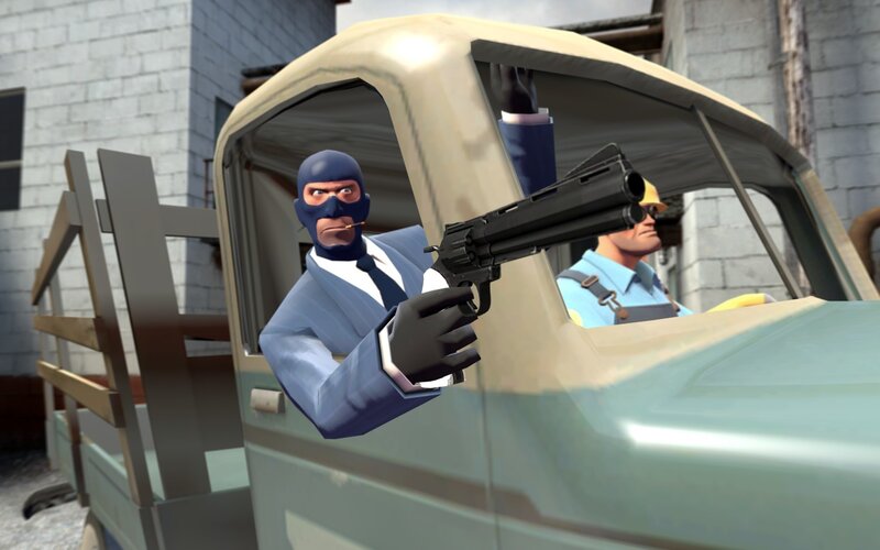 Spy in a truck with revolver