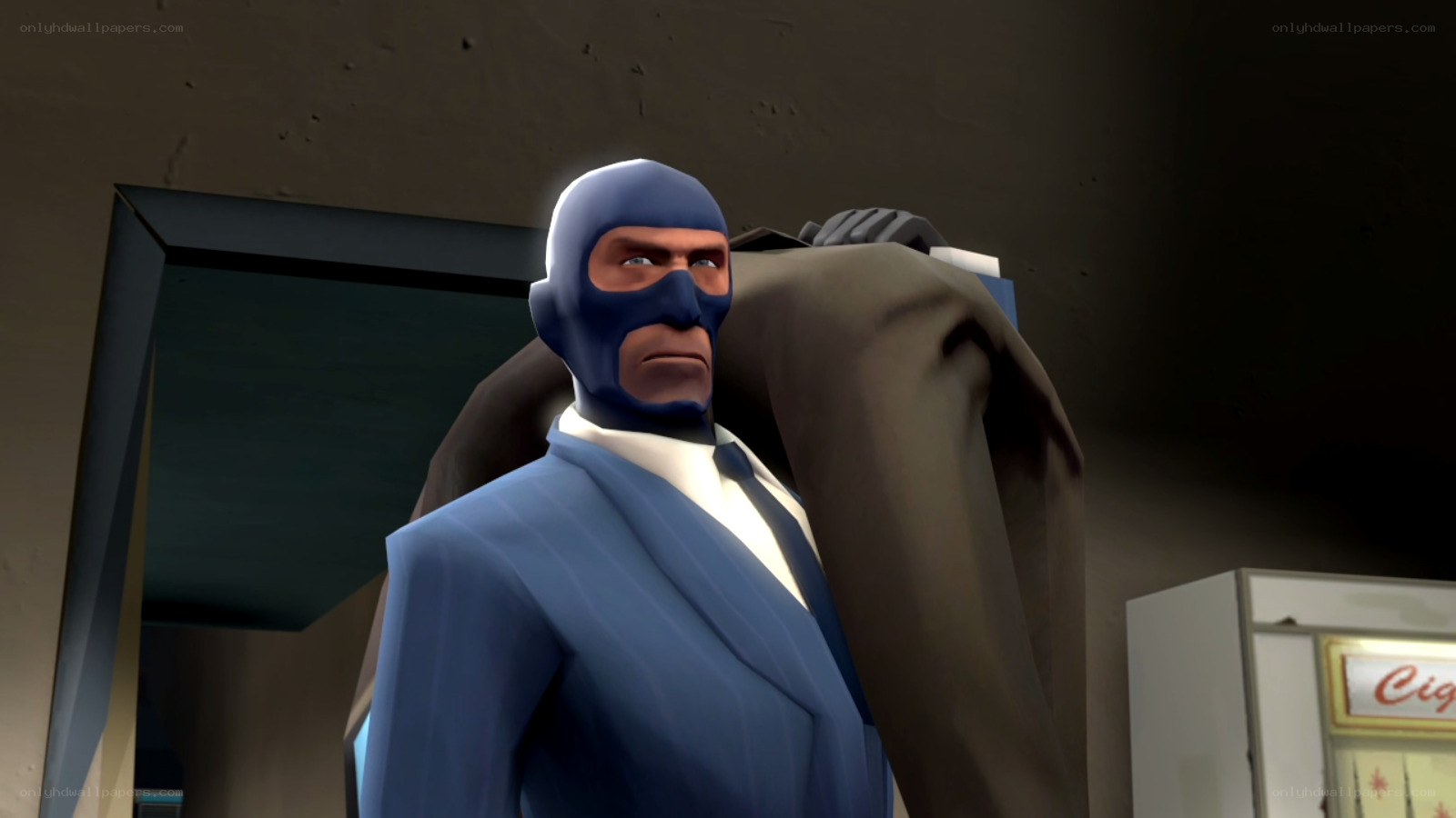 spy in blue suit