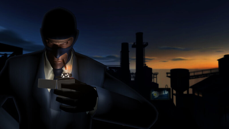 spy lighting a cigarette
