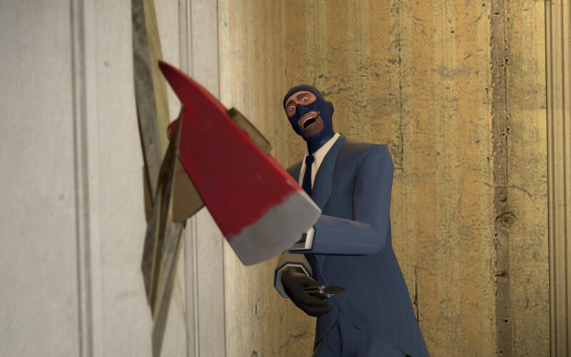 Spy with a red knife