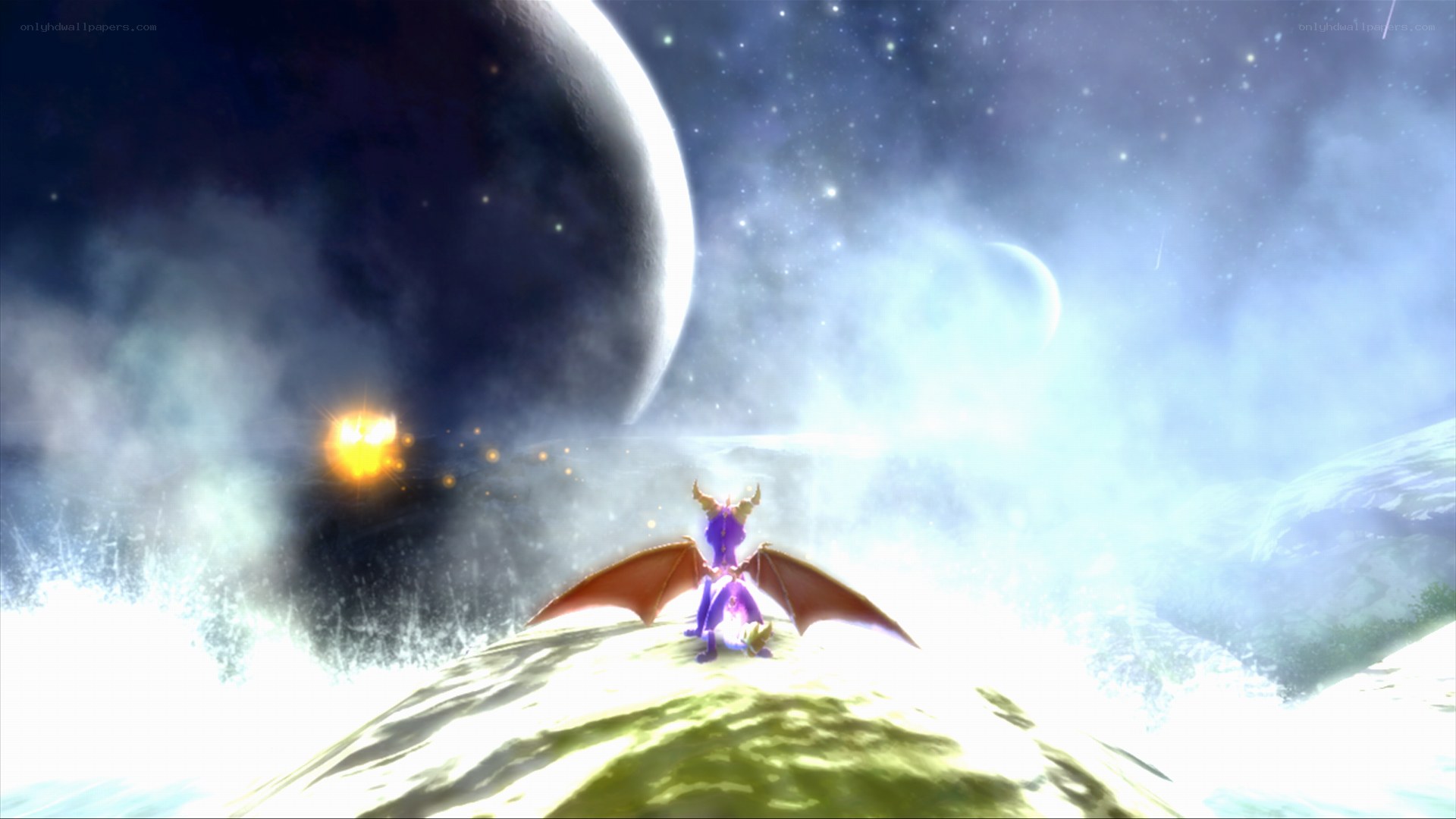 Spyro on a cosmic cliff