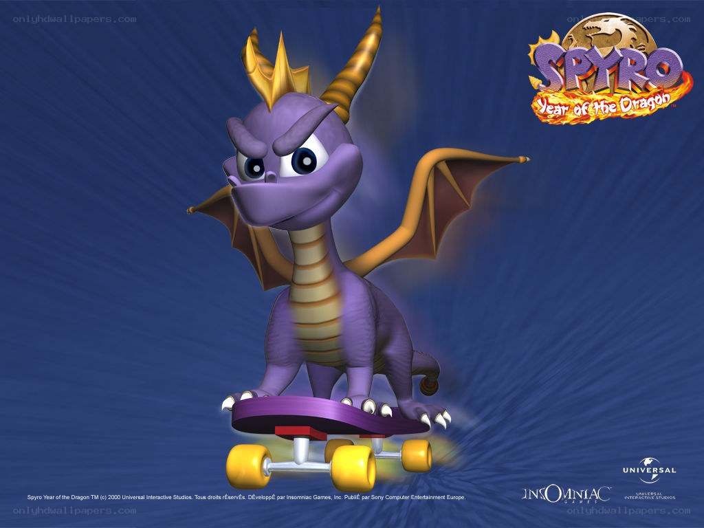 Spyro on a skateboard