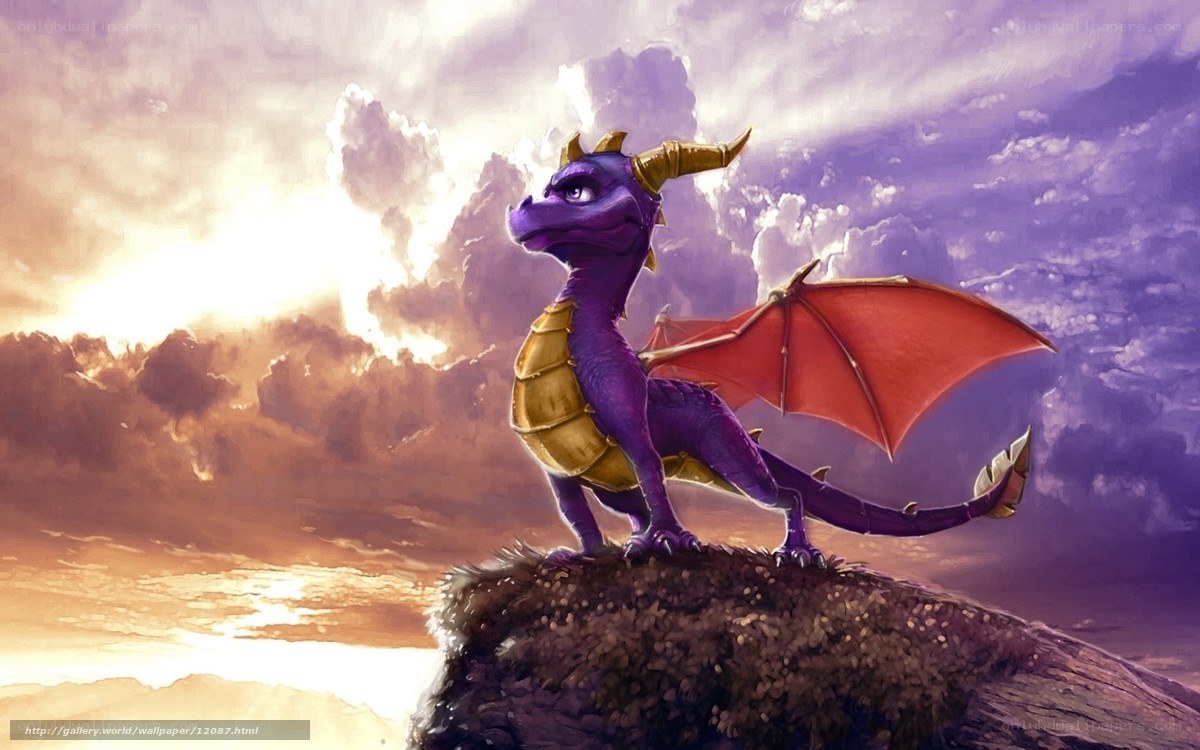 Spyro the Dragon at sunset