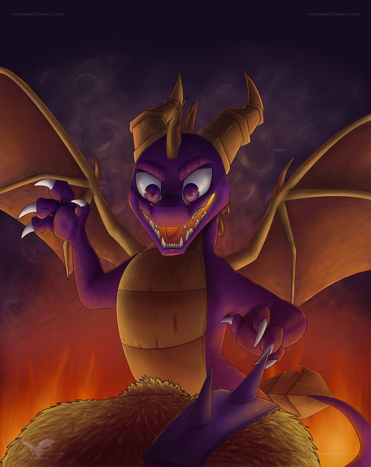 Spyro the Dragon in fire