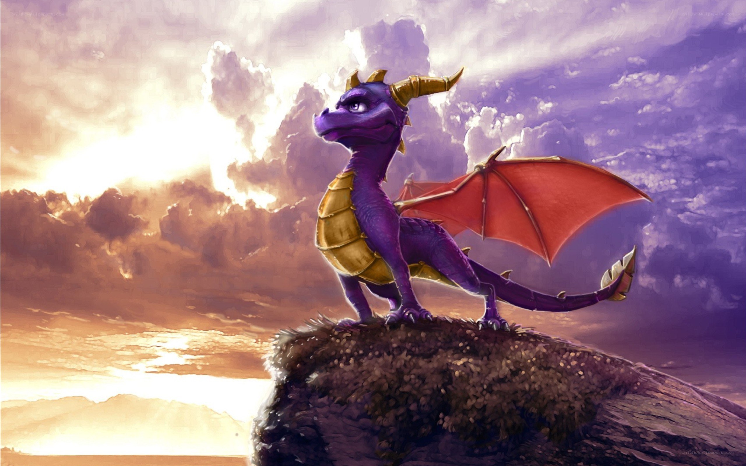 Spyro the dragon on a cliff