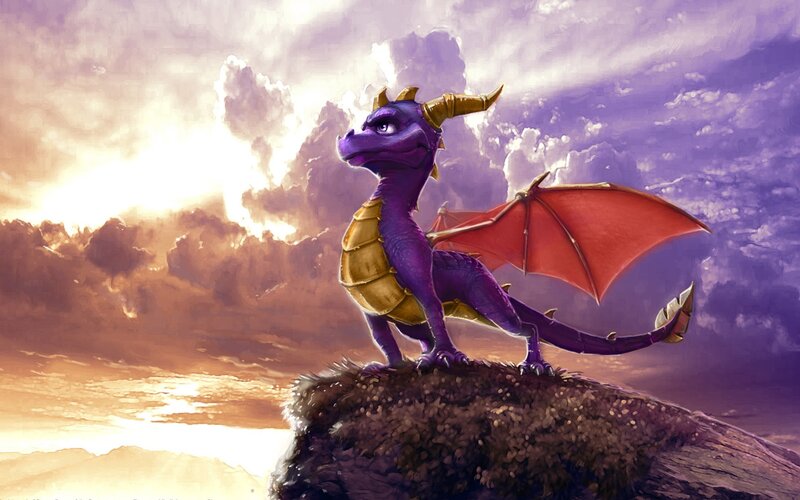 Spyro the dragon on a cliff