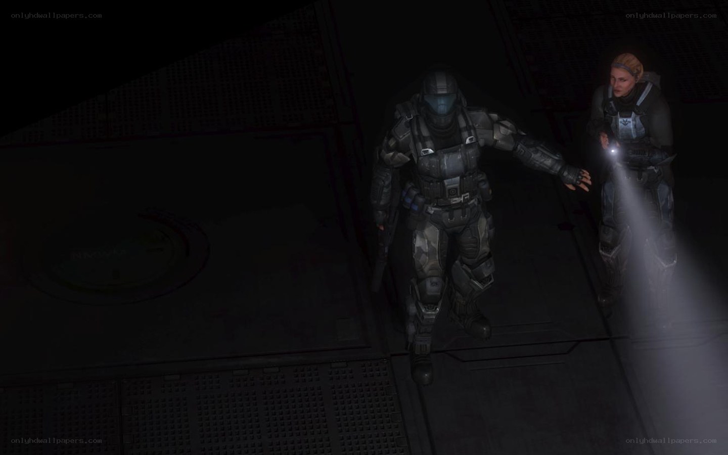 squad in dark corridor