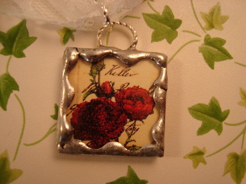 Square Pendant with Flowers