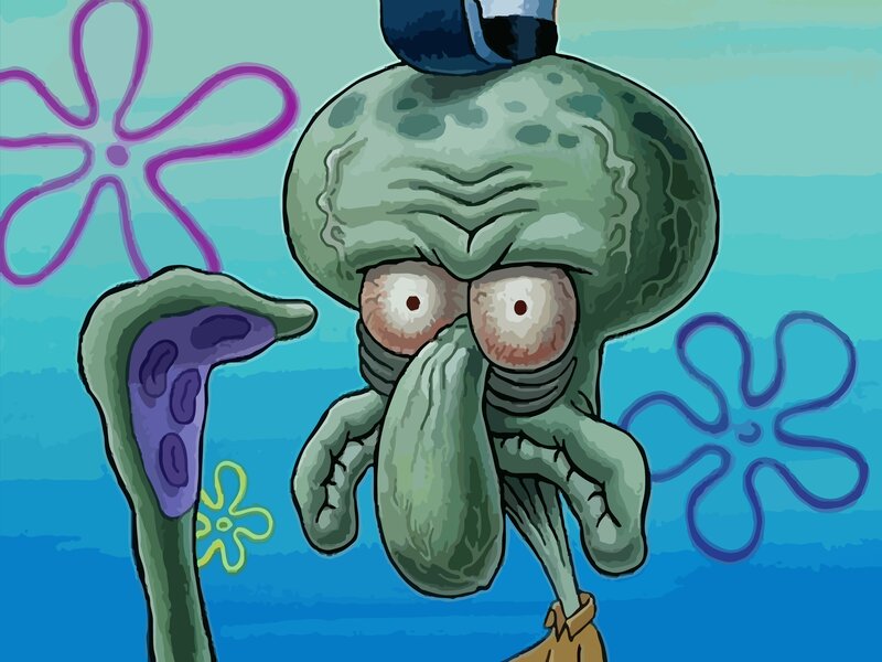 Squid Character with Angry Face