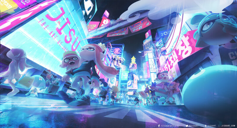 Squid Characters in City