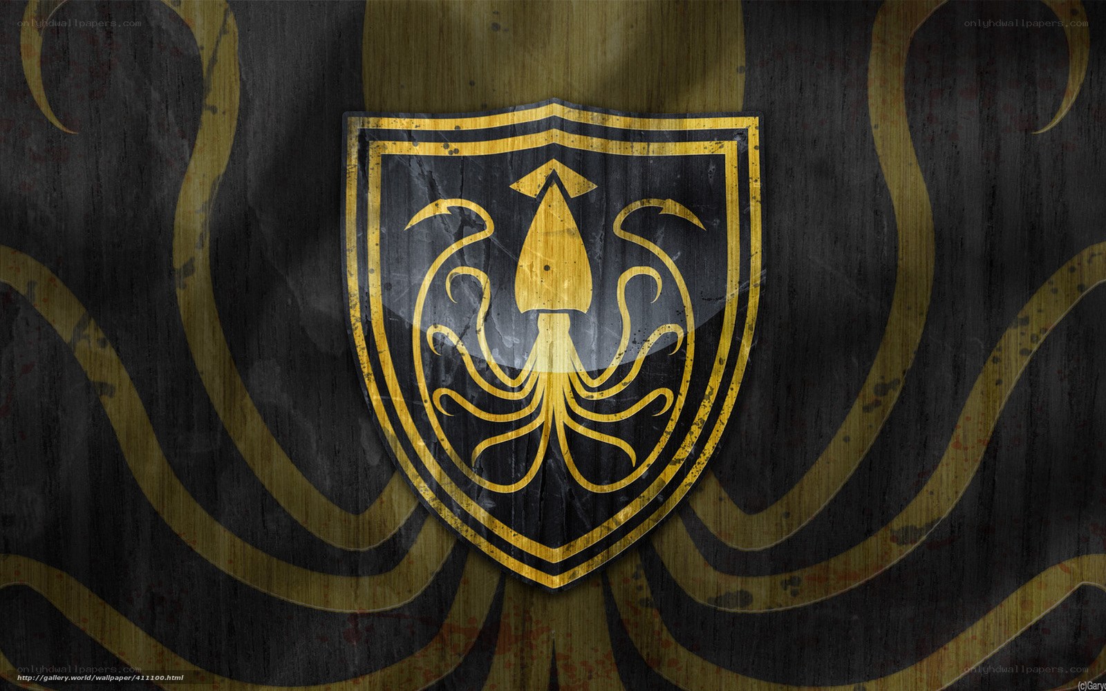 Squid Crest on Wood