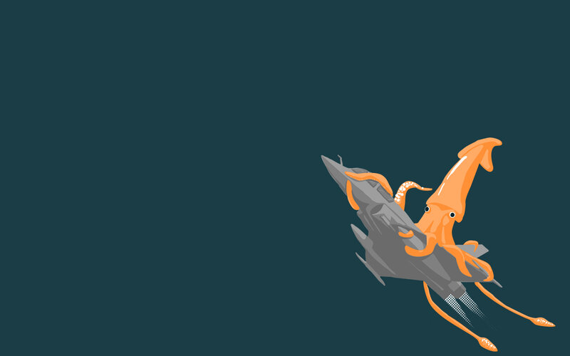 squid riding a jet