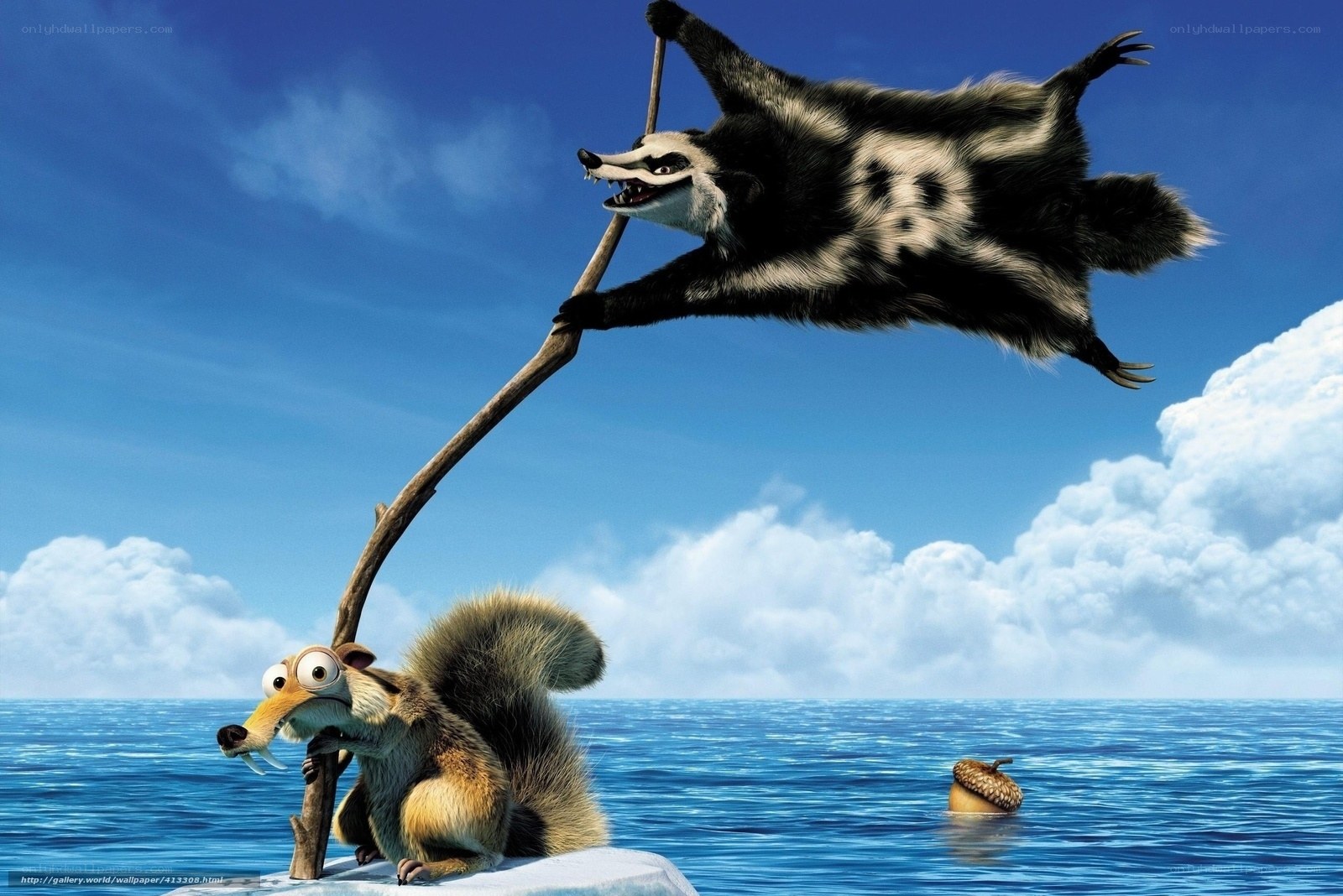 Squirrel and badger on a stick