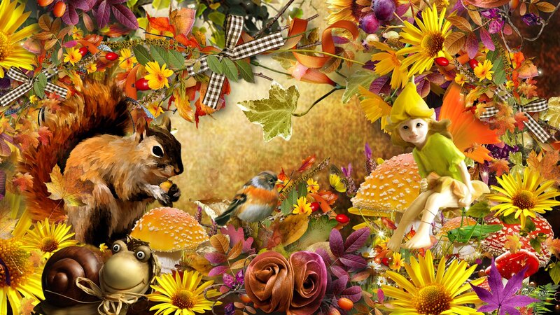 Squirrel and Fairy in Autumn