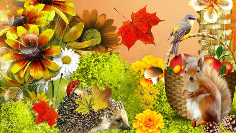 Squirrel and Hedgehog — Green