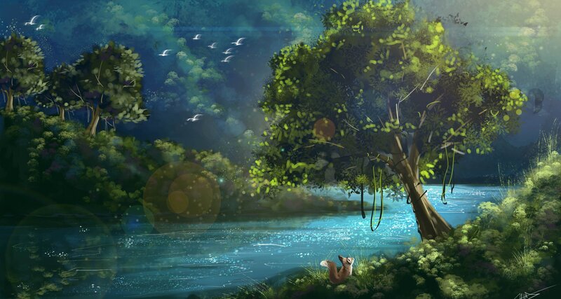 Squirrel by a Lake