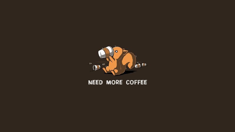 Squirrel Drinking Coffee — Brown, Humorous, Illustration, Coffee Cup
