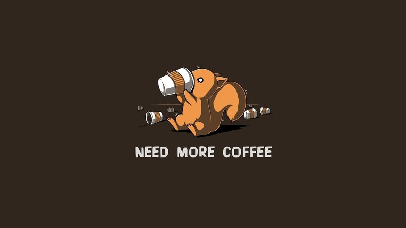 Squirrel Drinking Coffee — Brown, Humorous
