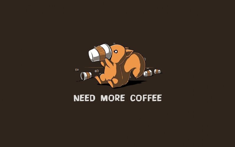 Squirrel Drinking Coffee — Brown