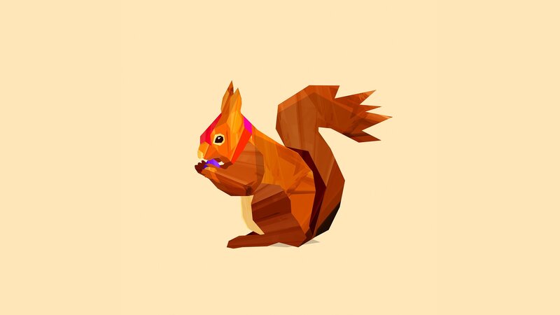 Squirrel Eating Nut — Brown, Calm, Digital Art