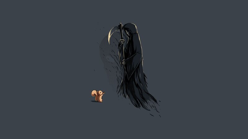 Squirrel Facing Grim Reaper