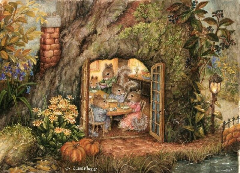 Squirrel Family at Dinner