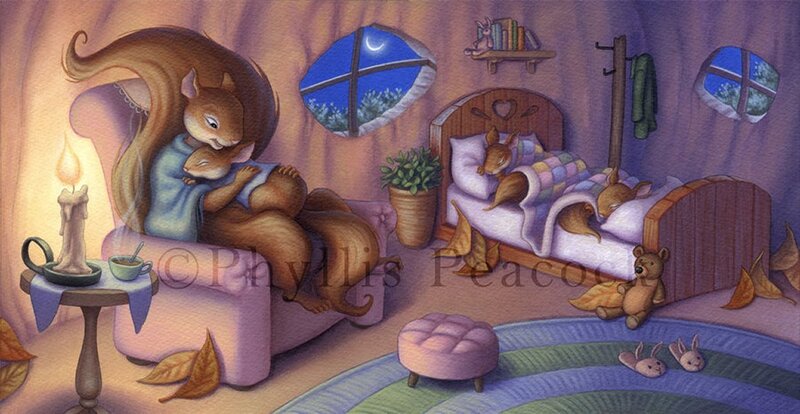 Squirrel Family in Bedroom