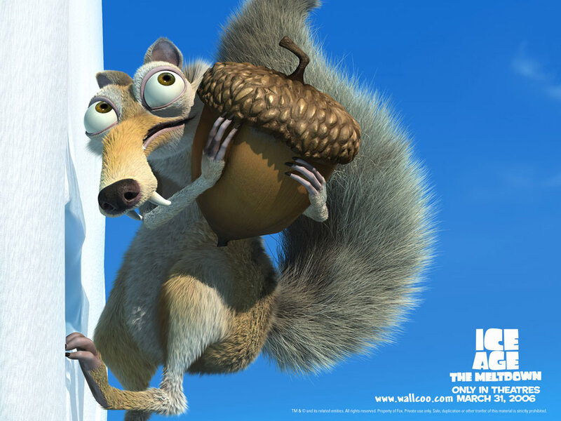 Squirrel Holding Acorn — Blue, Playful, 3d Render, Ice Wall