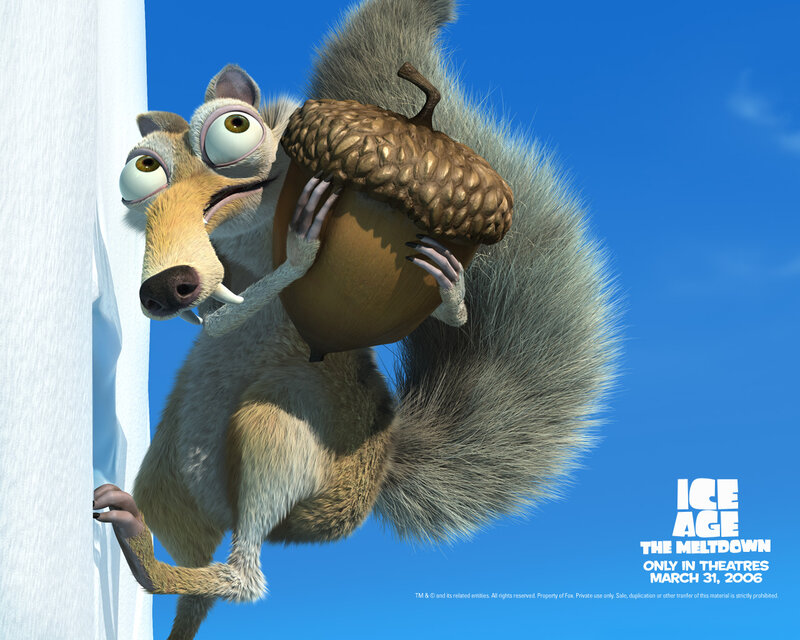 Squirrel Holding Acorn — Blue, Playful, Afternoon