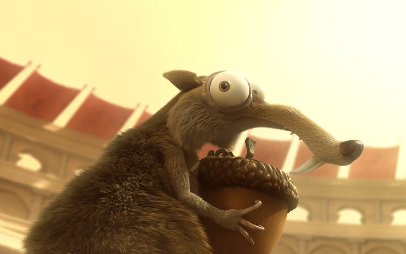 Squirrel Holding Acorn — Brown, Dramatic