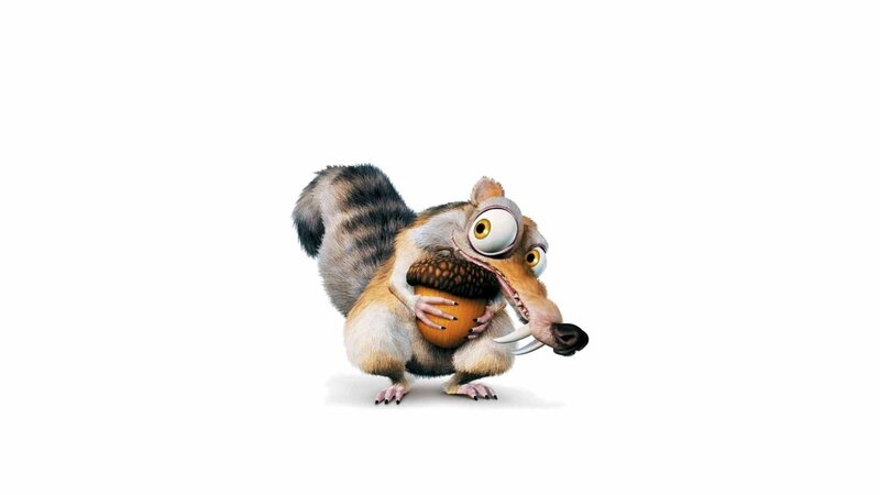 Squirrel Holding Acorn — White