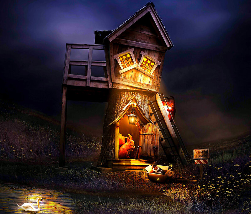 Squirrel House at Night