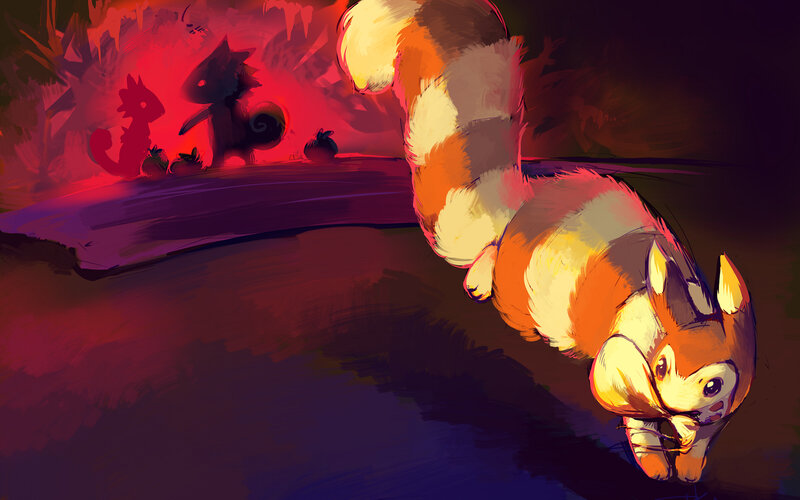 Squirrel in a fiery cave