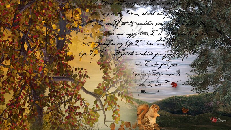 Squirrel in Autumn Forest — Yellow