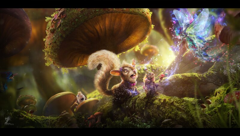 Squirrel in Forest — Green, Magical