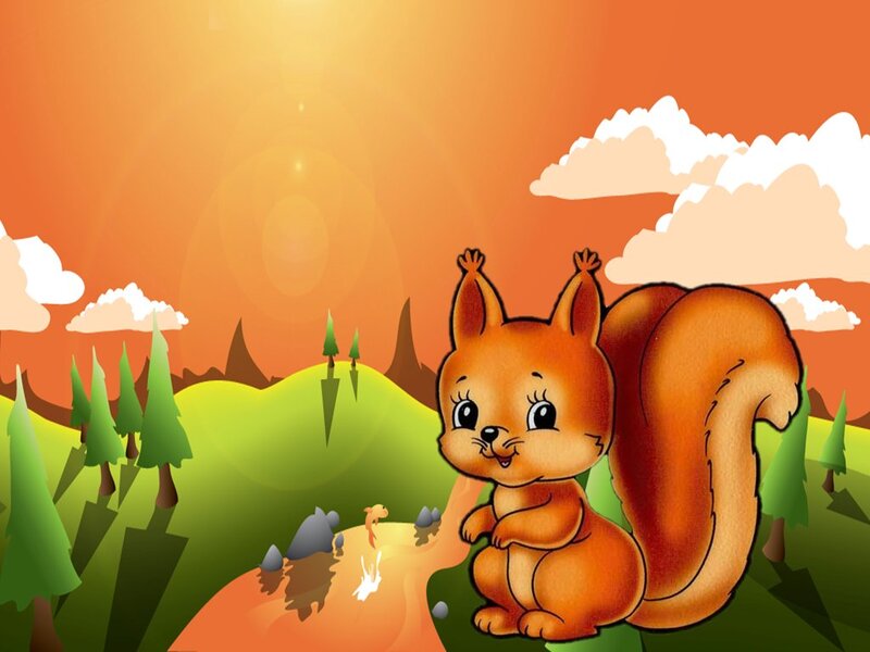 Squirrel in Forest — Orange