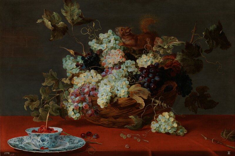 Squirrel in Fruit Basket — Red