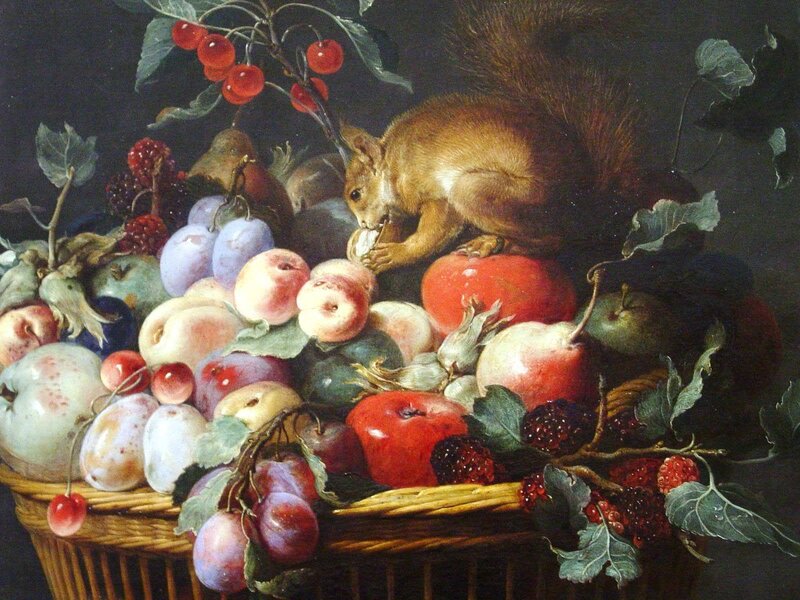 Squirrel in Fruit Basket