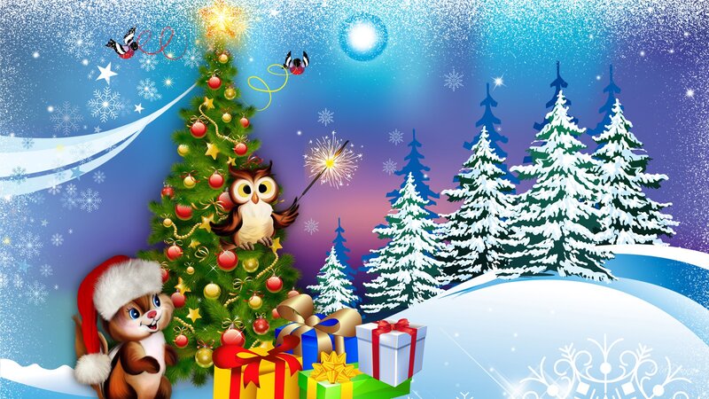 Squirrel in Santa Hat — Blue