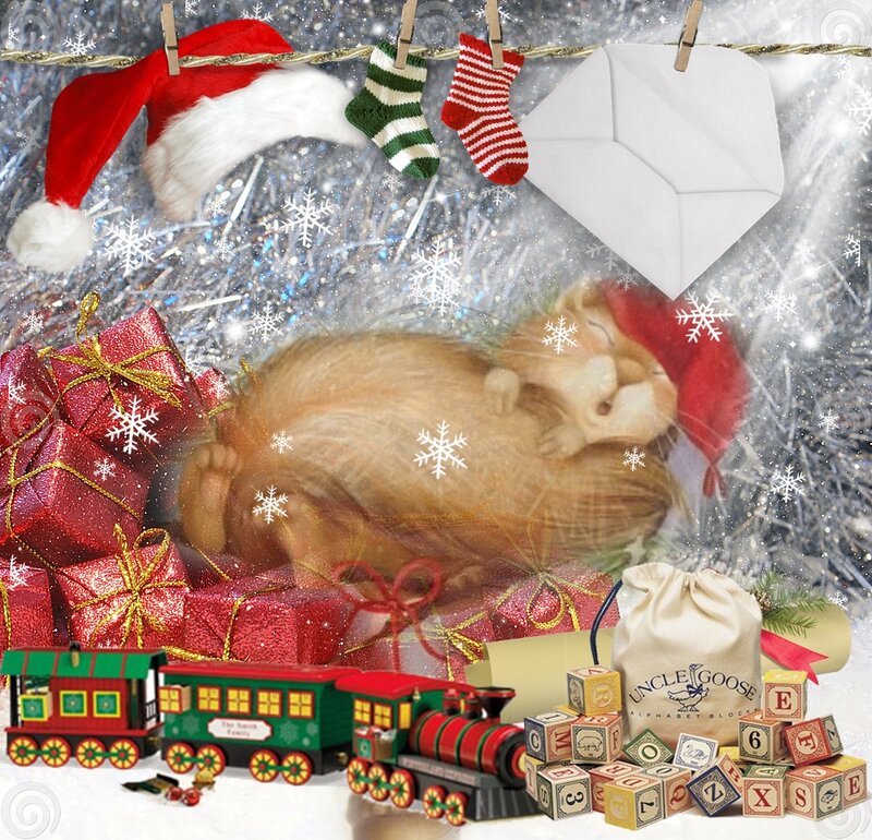 Squirrel in Santa Hat — Red