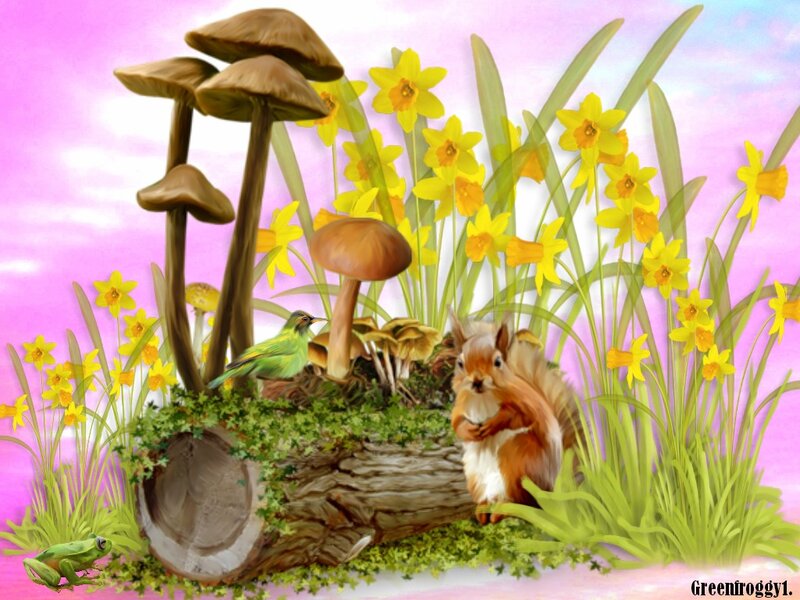 Squirrel in Spring Garden